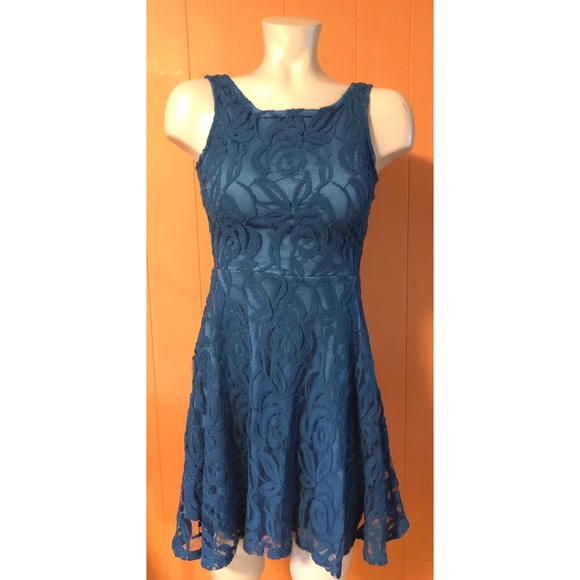 Altar’d State Lace Overlay Dress teal, size XS - Picture 2 of 8